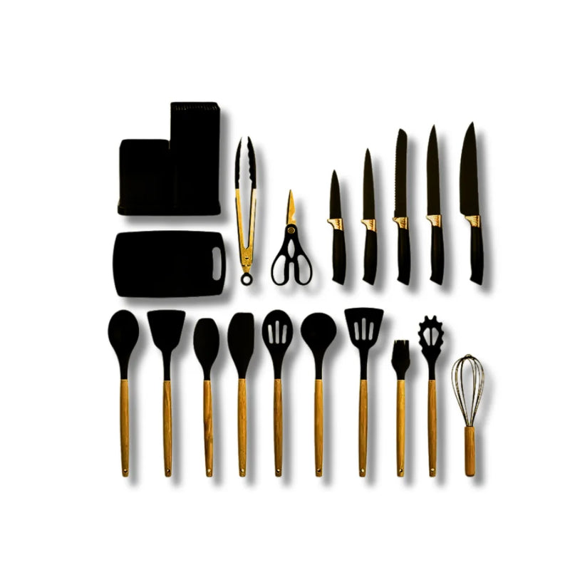 Kit Completo com 19 Utensílios de Cozinha Essenciais - Ferramentas de Alta Qualidade para Facilitar o Seu Dia a Dia